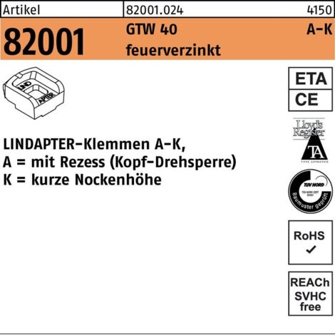 Lindapter GT A KM 12 feuerverzinkt, kurz  S