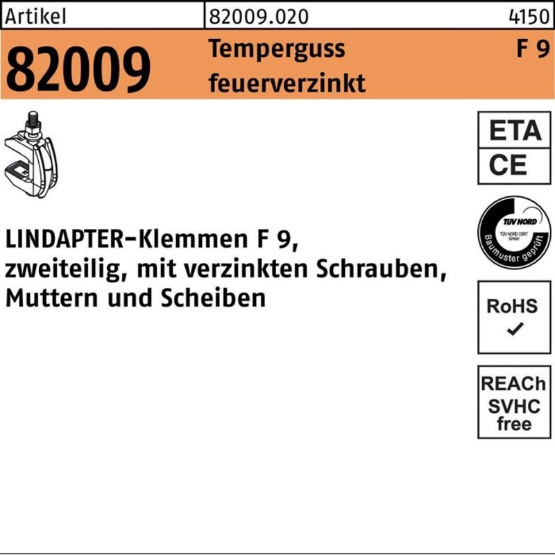 Gt f 9 m 10 feuerverzinkt, komplett s - Lindapter