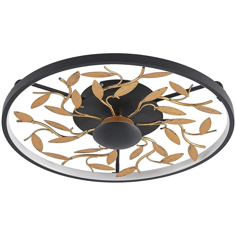 

Annleorie plafón LED, negro, oro - Lindby