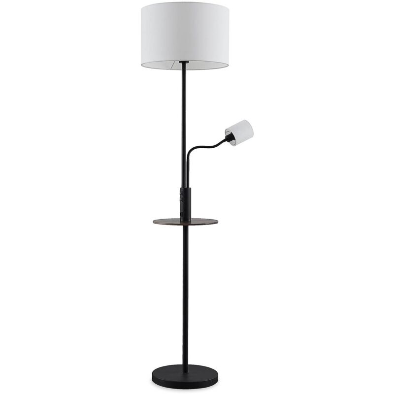 

Aovan lámpara de pie, estante y USB, negro - Lindby