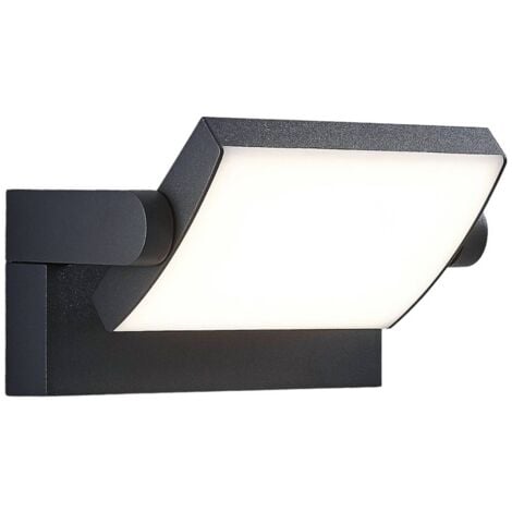 LAMPENWELT Applique da esterni LED Sherin, girevole - grigio scuro, bianco satinato