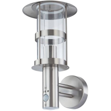 Lindby – Applique d'extérieur Noemi en inox avec détecteur de mouvement – Intensité lumineuse réglable – Angle de détection 90° – Portée 6 à 8 mètres