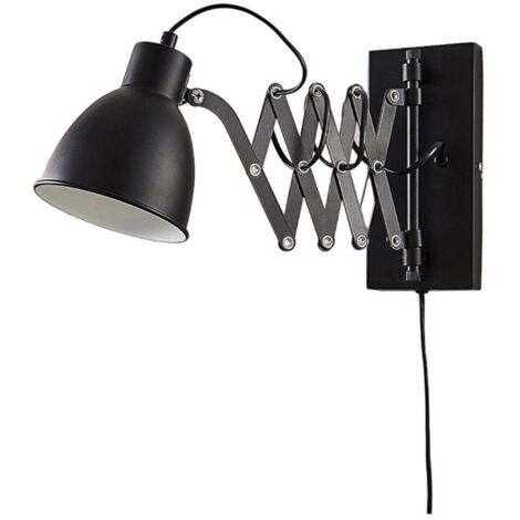 Lindby – Applique murale extensible Merle en métal noir – 60 cm – Bras articulé pour lecture – Éclairage optimal pour chambre