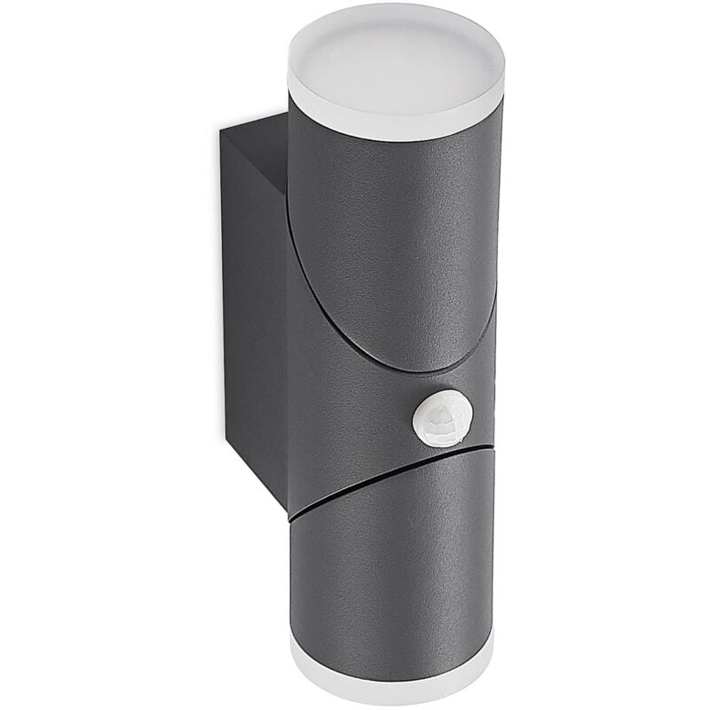 Image of Aspyn applique led esterni, 2 luci, sensore - grigio scuro (ral 7016) - Lindby