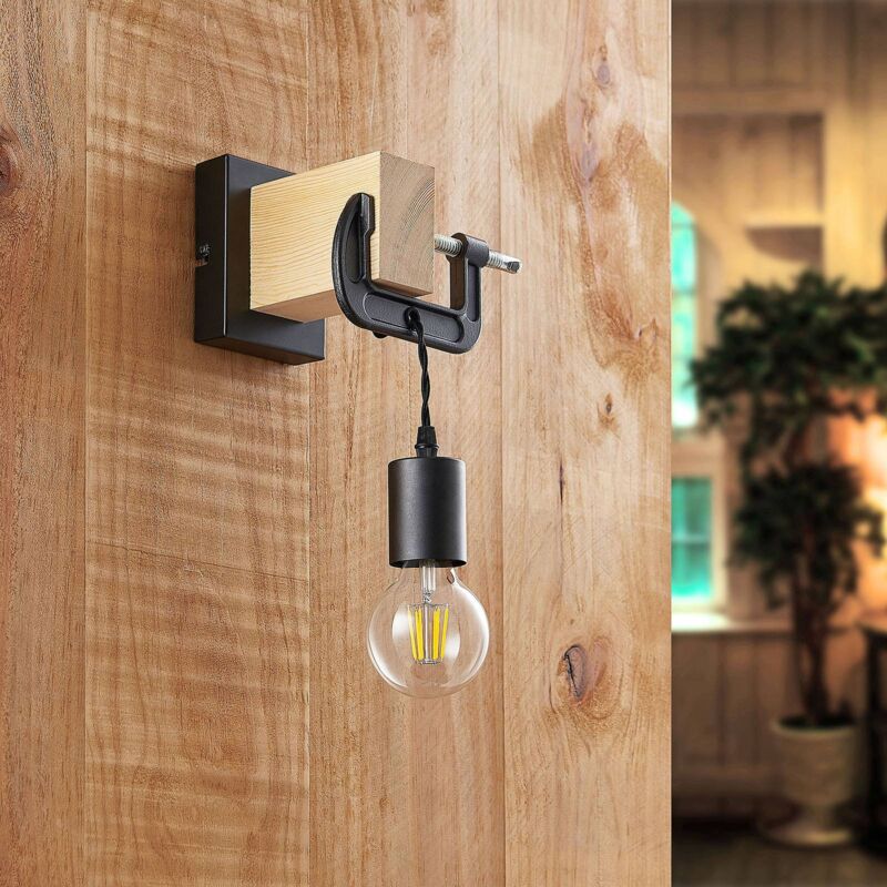 

Lindby Asya aplique, madera, negro