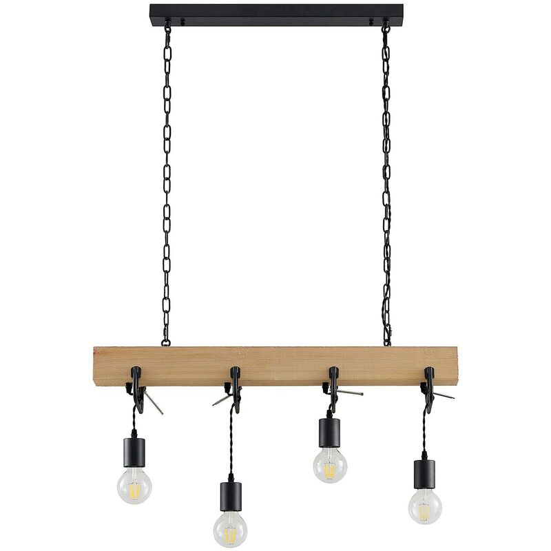 

Lindby Asya lámpara colgante, 4 luces madera negro