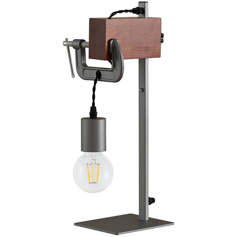 

Lindby Asya lámpara de mesa, madera, cromo