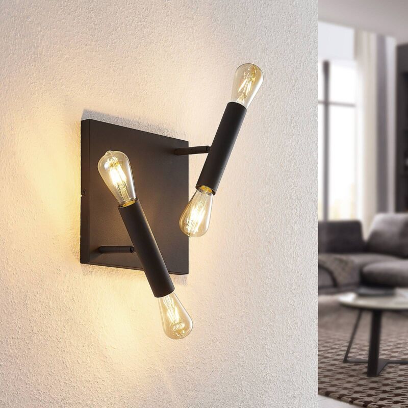 

Belana plafón en negro, 4 luces - Lindby