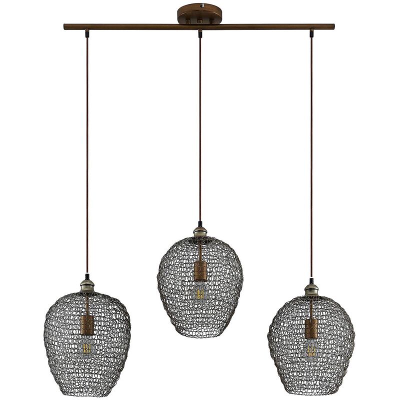 

Lindby Benja lámpara colgante, 3 luces, latón