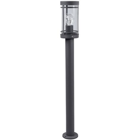 Lindby – Potelet d'extérieur Djori 80 cm – Acier inoxydable gris foncé – Éclairage E27 – Protection IP44 pour extérieur
