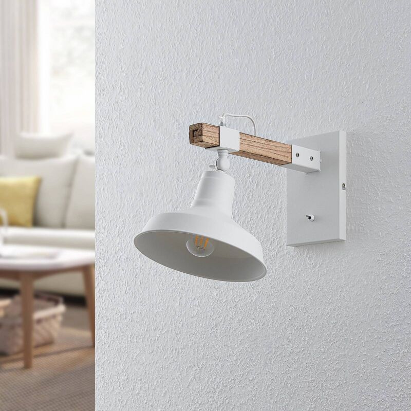 

Lindby Calliora aplique, blanco, metal y madera