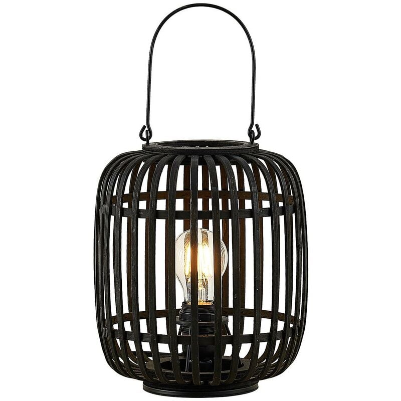 

Lindby Canyana lámpara de mesa de ratán, negro