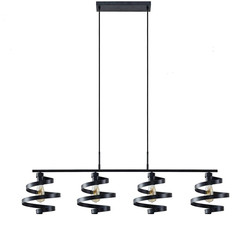 Image of Colten lampada a sospensione, 4 luci, nero - nero opaco - Lindby