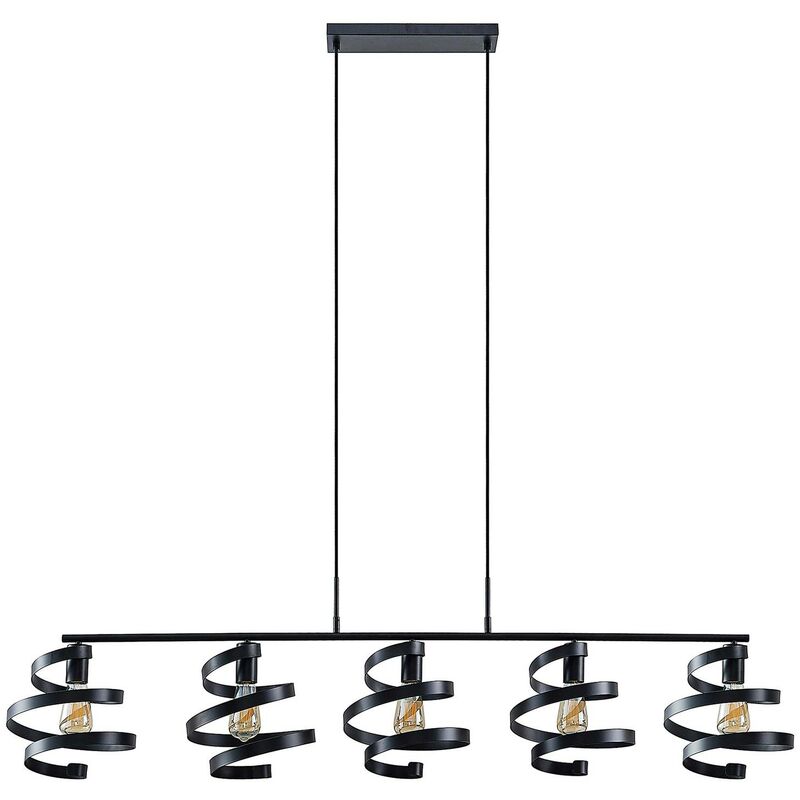 Image of Colten lampada a sospensione, 5 luci, nero - nero opaco - Lindby