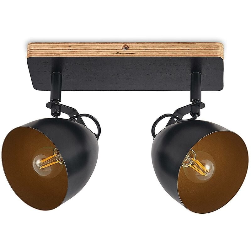 

Lindby Colton foco de techo negro/oro 2 luces