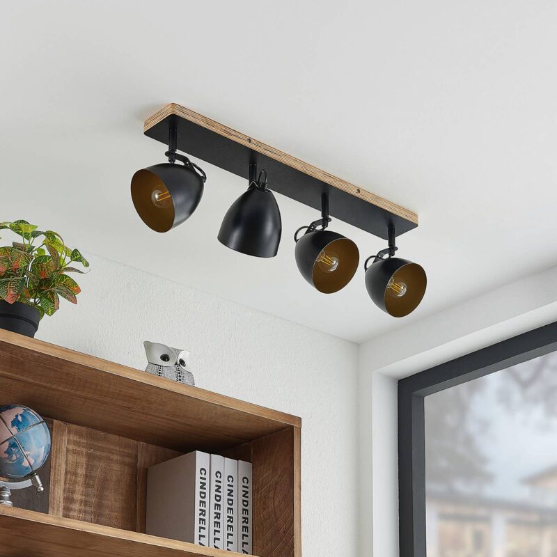 

Lindby Colton foco de techo negro/oro 4 luces
