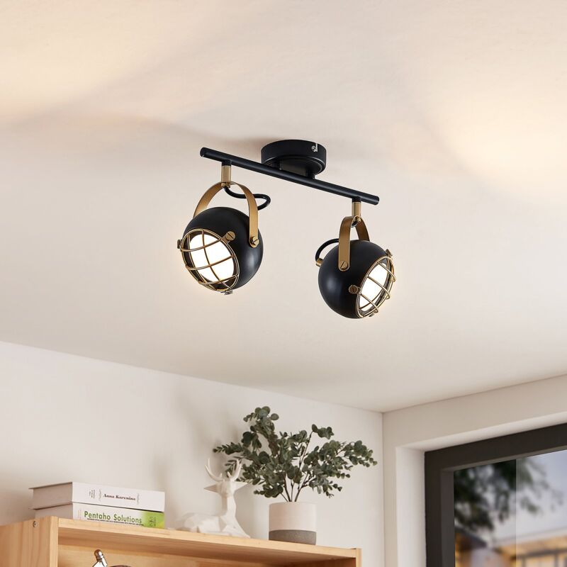 

Lindby Dawid foco de techo LED en oro, 2 luces