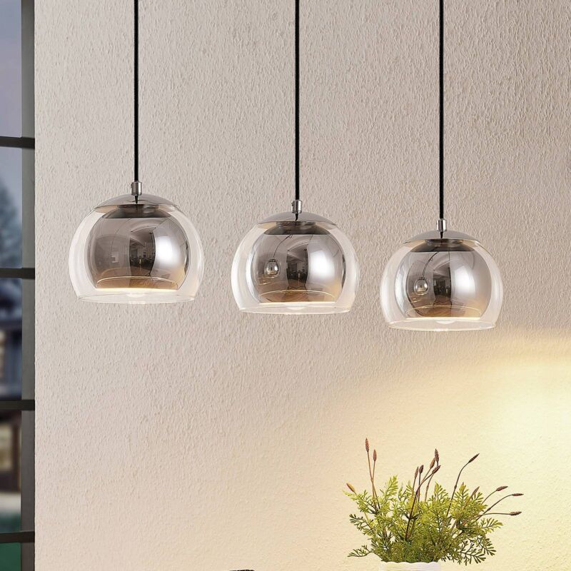 

Lindby Daymien lámpara colgante, 3 luces, cromo