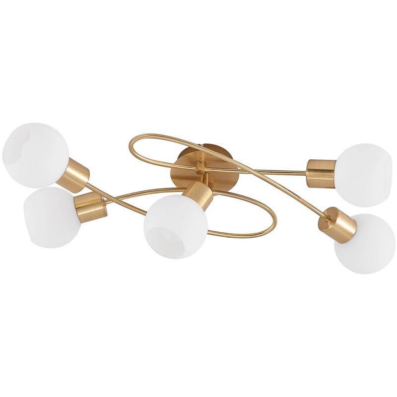 

Lindby Elaina plafón LED 5 luces, largo, latón
