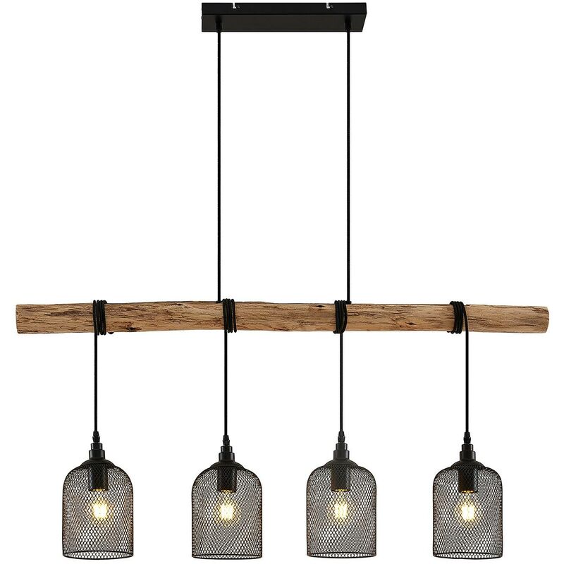 

Lindby Elrond lámpara colgante con madera, 4 luces