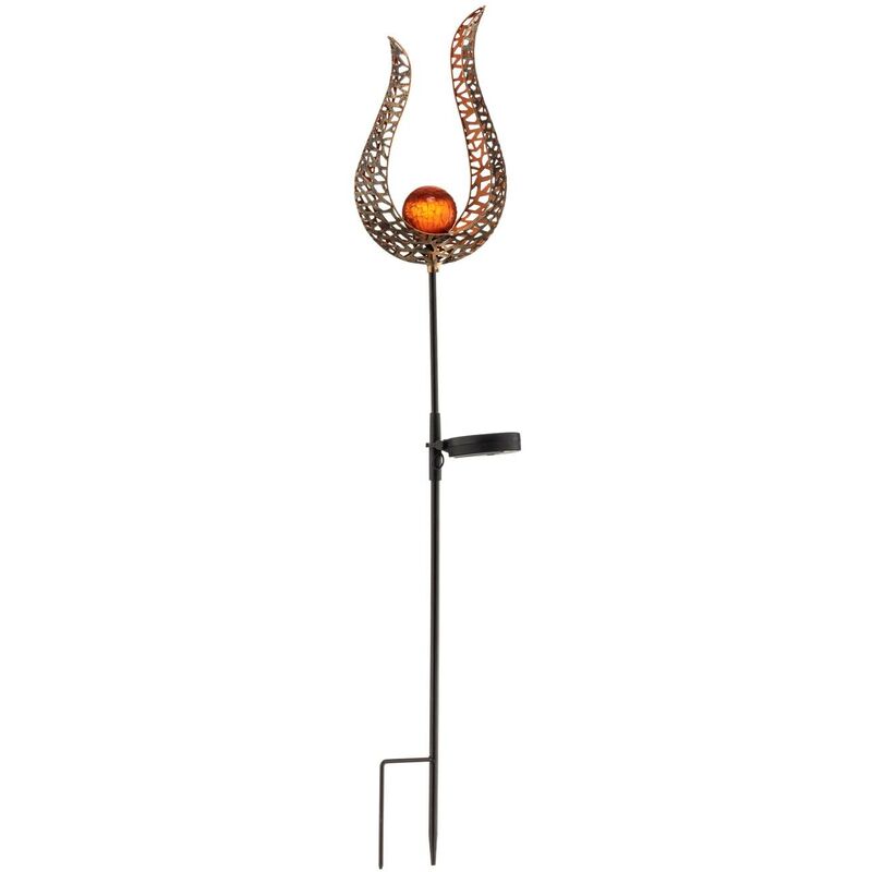 Image of Firas Lampada decorativa solare a led, fiamma - rame spazzolato, oro, rame - Lindby
