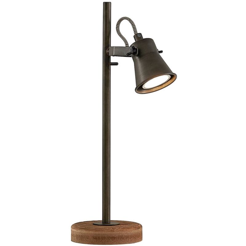 

Lindby Grandesa lámpara de mesa con pie de madera