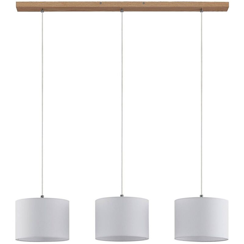 Imarin lampada sospensione, 3 luci, bianco - legno...
