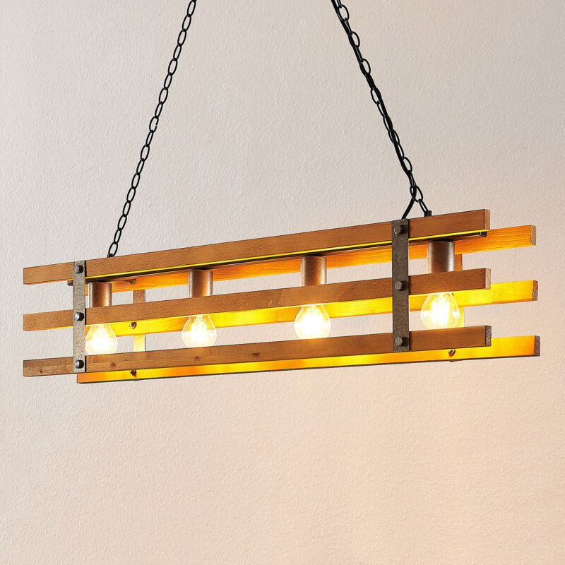 

Lindby Jamina lámpara colgante de madera, 4 luces