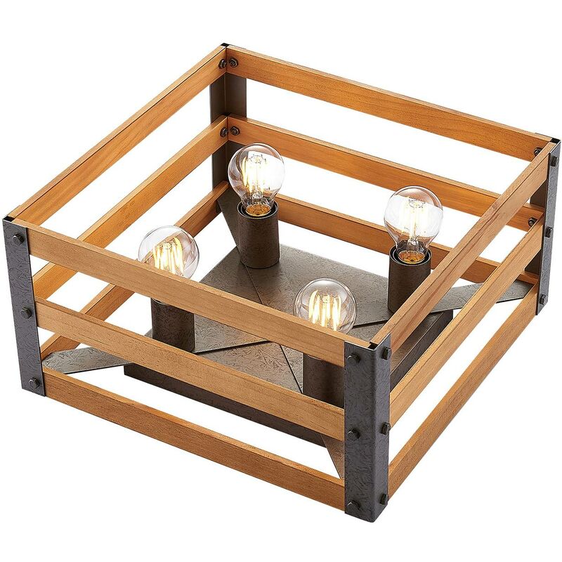 

Jamina lámpara de techo de madera, 4 luces - Lindby
