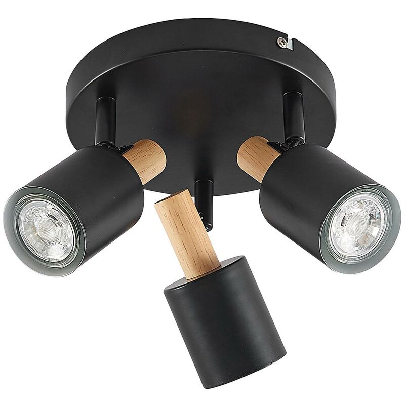 

Lindby Junes foco de techo, 3 luces, negro