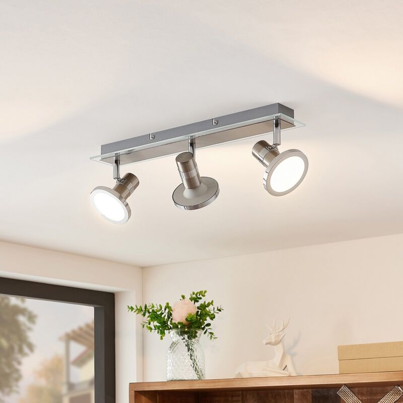 

Kajetan foco LED, níquel, 3 luces - Lindby