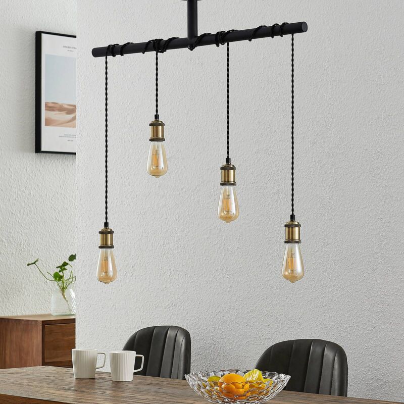 

Lindby Kravos lámpara colgante 4 luces negro-latón