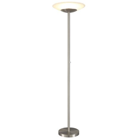Lindby – Lampadaire LED à intensité variable Ragna – Éclairage indirect en verre albâtre – Fini nickel mat – Économie d’énergie