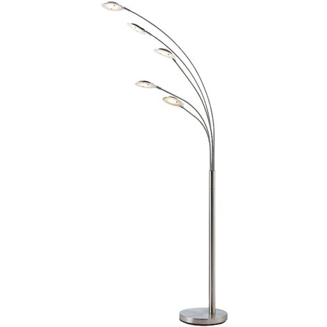 Lindby – Lampadaire LED Anea en métal nickel – 5 lampes – Hauteur 179 cm – Éclairage économique – Design moderne pour salon et salle à manger