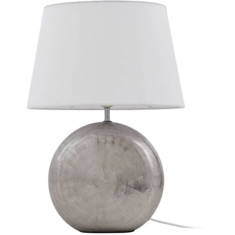 Lindby Lámpara de mesa 'Florentino' en Blanco Textura, Tela, Tejido, Seda