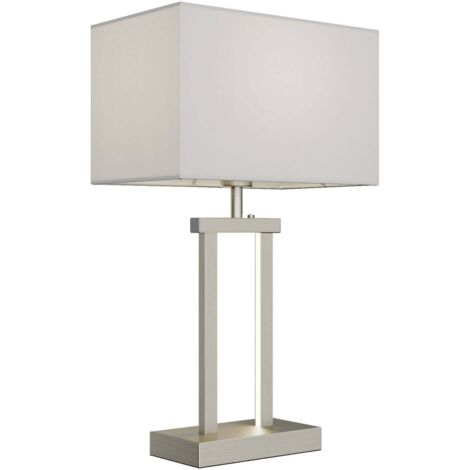 Lindby – Lampe à poser Sigurd en textile blanc – Hauteur 54cm – Intensité variable – E27 avec ampoule LED blanc chaud 3000K