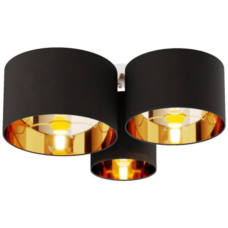 

Laurenz plafón, 3 luces, negro-oro - Lindby