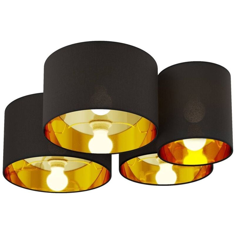 

Laurenz plafón, 4 luces, negro-oro - Lindby