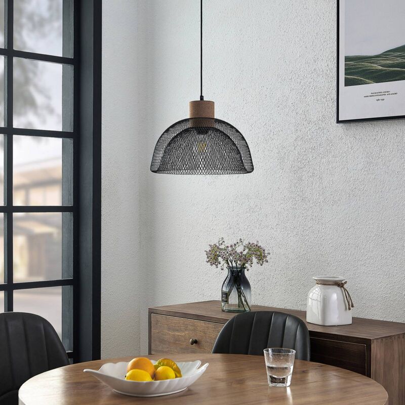 

Lindby Louk lámpara colgante, rejilla, negro 1 luz
