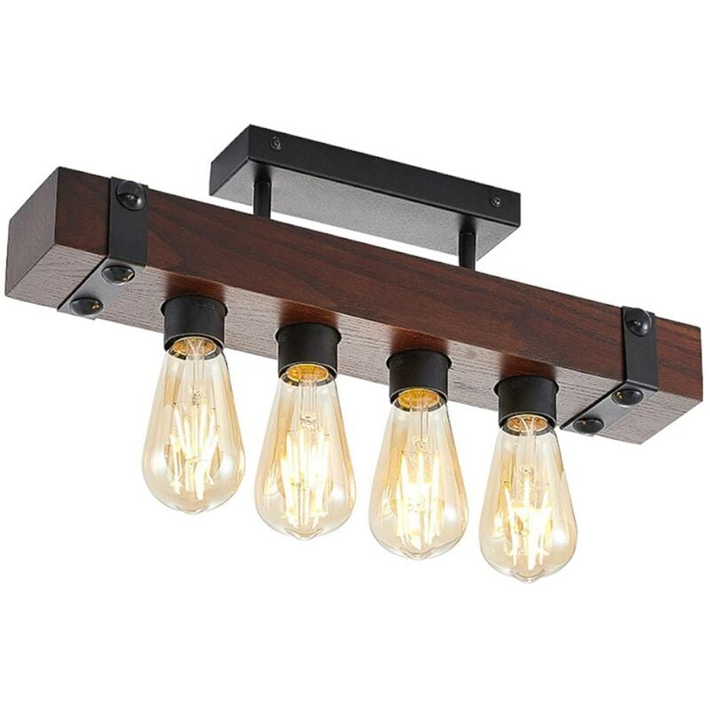 

Michaela plafón, barras de madera, 4 luces - Lindby
