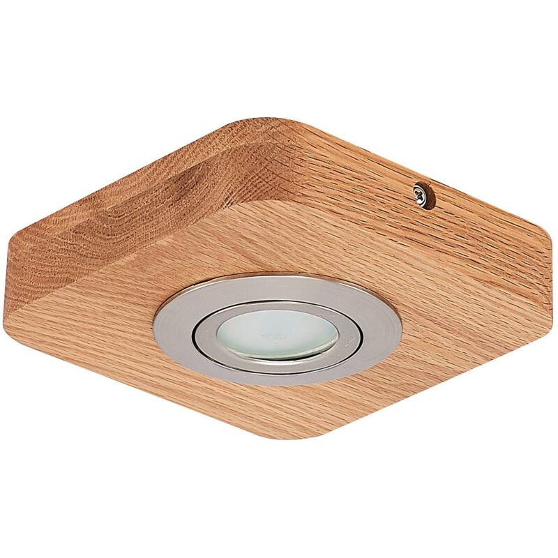 Image of Lindby - Mikari plafoniera led di legno, 1 luce - legno chiaro, nichel satinato