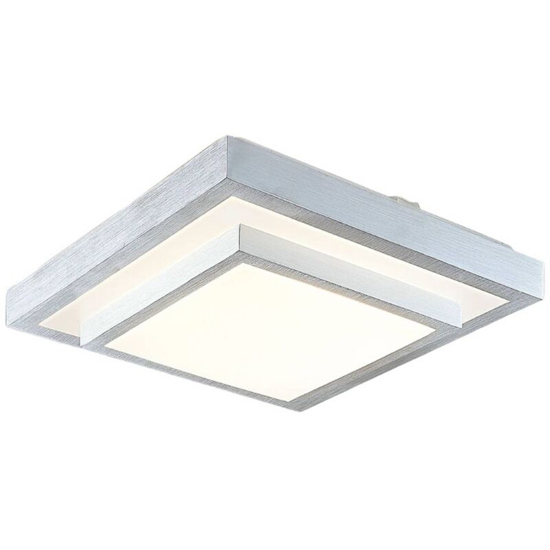 Mirco led ceiling lamp, angular, 37.5 cm - aluminium, white - Lindby