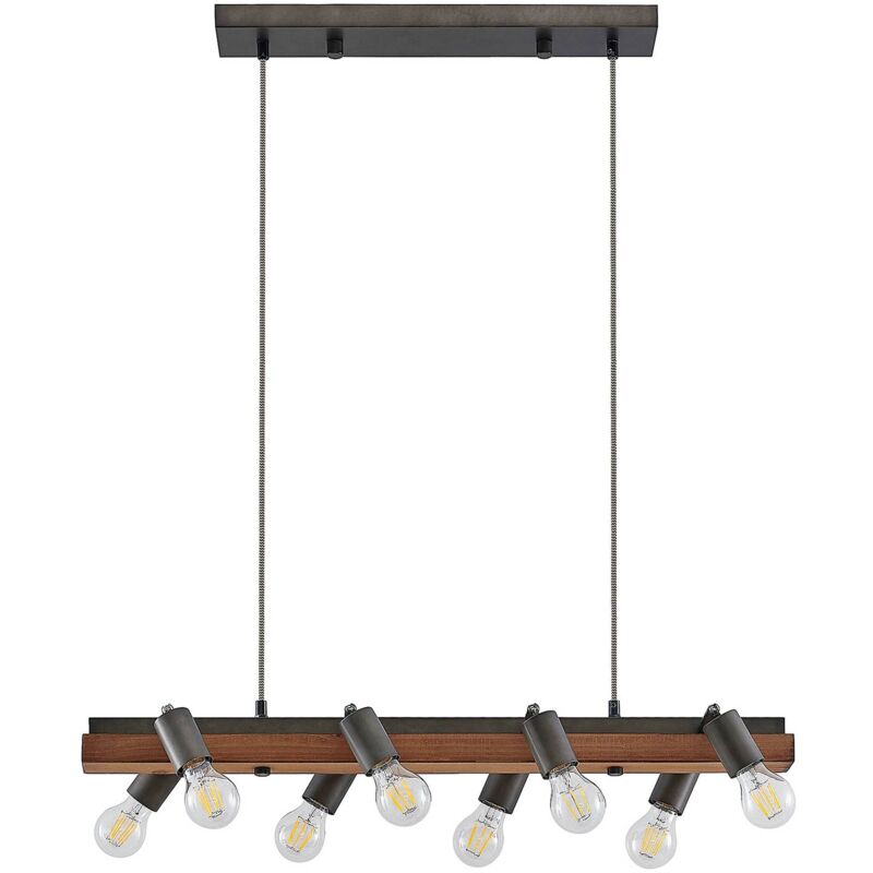 

Lindby Morleen - colgante, 8 luces, madera oscura