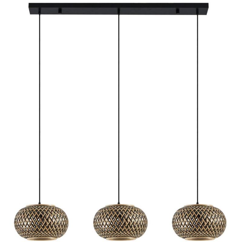 Nerys lampada a sospensione, 3 luci - nero, legno