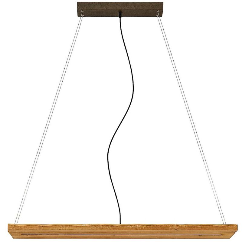 Image of Lindby Nesaja lampada LED a sospensione di legno - legno chiaro, nichel anticato