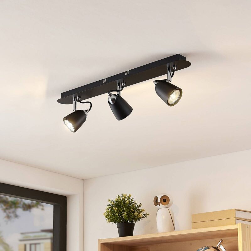 

Noria foco de techo, negro, 3 luces - Lindby