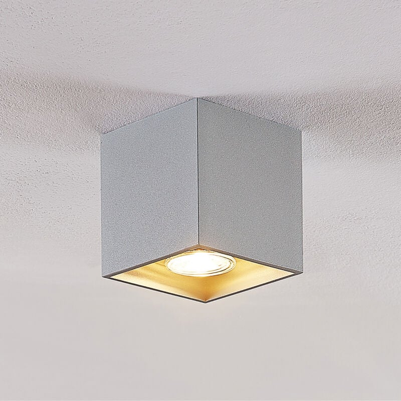 

Lindby Parvin downlight aluminio, angular, gris