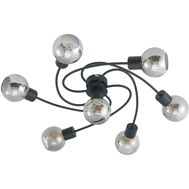 

plafón LED Ciala, 7 luces, negro smoke - Lindby