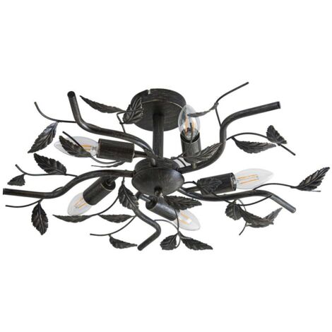 Lindby – Plafonnier métal à intensité variable 58 cm – 5 lampes E14 – Finition dorée et noire – Pour éclairage intérieur classique