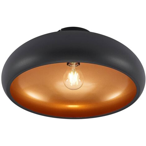 Lindby – Plafonnier métallique rond Gerwina – Intensité variable – Finition dorée intérieure – 40 cm – Culot E27 – Pour salon et salle à manger